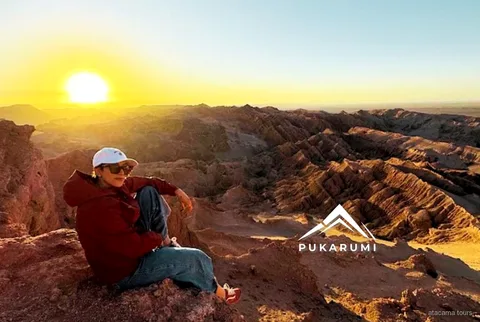 Tour al Valle de la Luna al tramonto, formazioni saline delle Tres Marías nell'ora dorata